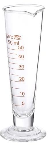 IMUSINICE Vaso Medidor de Vidrio de 50 Ml Base Redonda, Taza Graduada de Laboratorio Graduaciones Precisas, Resistencia Química y Térmica para Medición de Líquidos en Cocina y Laboratorio