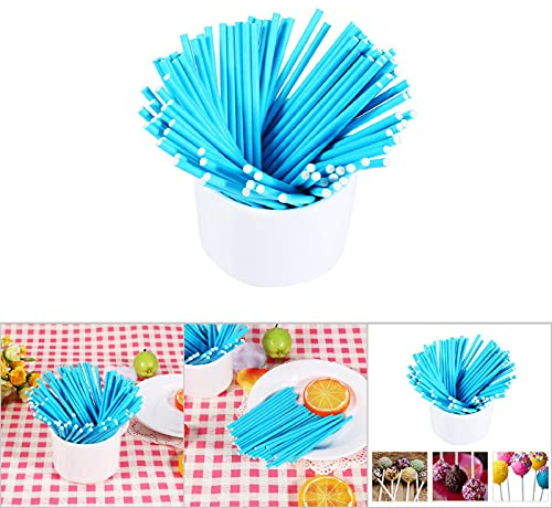 Domary PALOS DE COLORES 100PCS PARA HACER DULCES DECORACIÓN DE TORTAS (Azul)