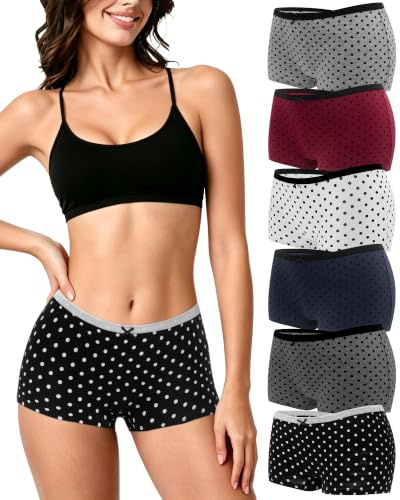 Desanlapi Boxer Femme Coton Shorty Culottes pour Femme sous Vetements Feminins Slip Doux Taille Midi Basics Culotte Lot de 6