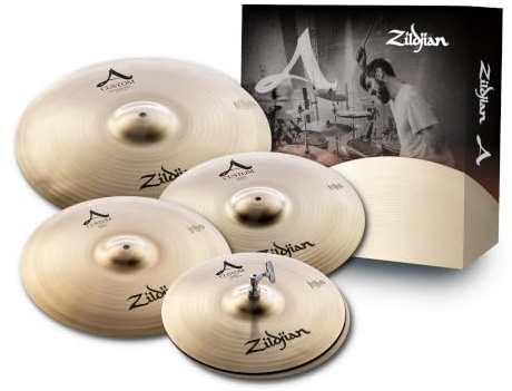 Zildjian A20579-11 A Custom Series Cymbal Box Set, 14 Hi-Hats, 16/18 Crash, Quattro Pezzi, Bronzo