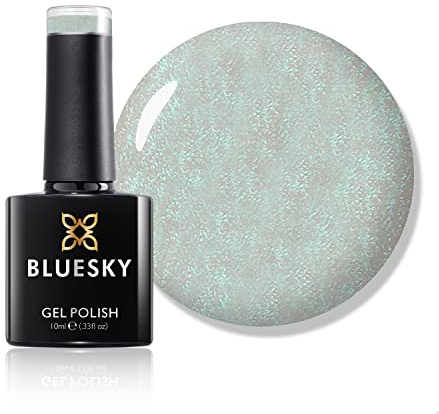 Bluesky Gel Nail Polish, Pastel Green Sparkly Sj03, White, Green, Glitter, Long Lasting, Chip Resistant, 10 ml (Requires Drying Under UV LED Lamp)