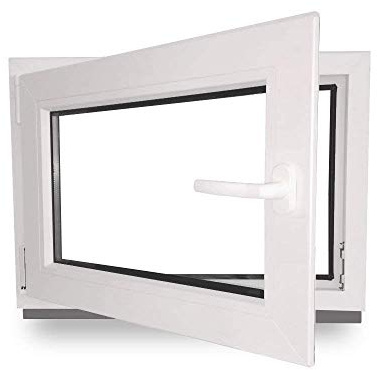 Kellerfenster - Kunststoff - Fenster - innen weiß/außen weiß - BxH: 70 x 50 cm - 700 x 500 mm - DIN Links - 2 fach Verglasung - 60 mm Profil