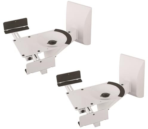 NEG Beam201 Universal Wandhalterung für Surround Speaker u. Regal Lautsprecher bis 25kg, flexibel einstellbar, neigbar (+/- 7°), schwenkbar (180°), drehbar (360°) Farben weiß, schwarz, Silber