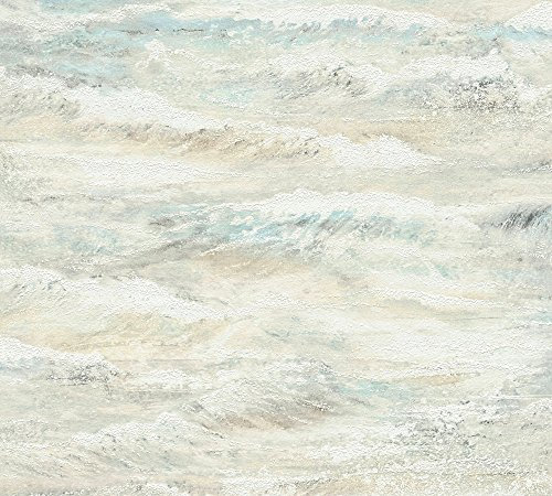 A.S. Création, Carta da parati Côte d' Azur carta da parati in Mari Timer onde effetto 10, 05 m X 0, 53 m Beige Blu Verde Made in Germany 354091 35409 – 1, Beige, Blu, Verde