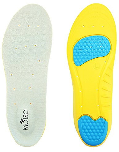 MOISO Minnesskum ortopediska innersulor för plantar fasciit med fotvalvstöd stötdämpning metatarsal dyna stomdesign för män och kvinnor, gUL, 37.5/38 EU