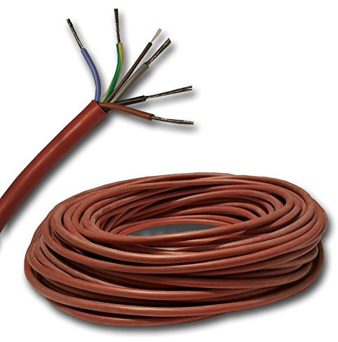 Câble en silicone Câble sauna par le compteur SIHF-J 5x2,5 mm² (mm2) e.B. pour le poêle de sauna jusqu’à 9kW, 100% OFC en cuivre étamé - sélection par palier de 1 mètre (voir menu déroulant)