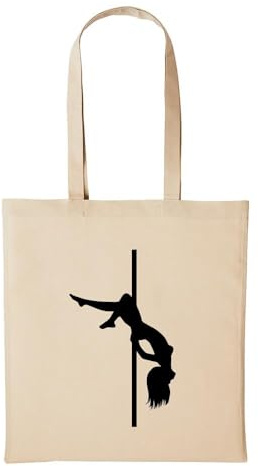 Huuraa Jutebeutel Poledance Striptease Sexy Girl 10 Liter Natural | Geschenk Tasche Baumwolle 38 x 42 cm Tragetasche mit langem Henkel Geschenkidee Einkaufstasche