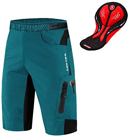 WOSAWE Herren Fahrradhose Kurz mit 3D Sitzpolster Loose-Fit MTB Hose Atmungsaktiv Radfahrren Unterwäsche