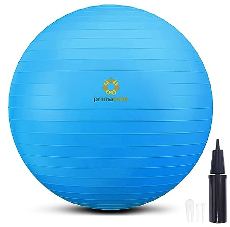 Primasole Gymnastikball für Balance, Stabilität, Fitness, Workout, Yoga, Pilates, Zuhause, Büro und Fitnessstudio, 45 cm, Blau