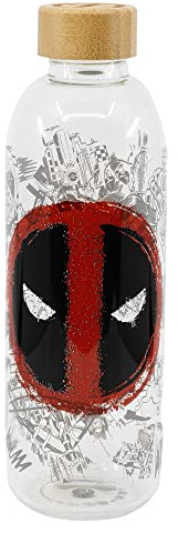 Stor Marvel - Grande Bouteille en Verre réutilisable et transportable Deadpool - Transparent