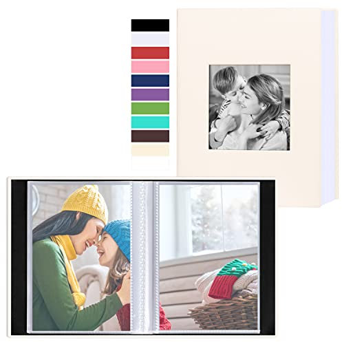 Benjia Small Photo Album 6x4 2 Packs, Each Pack Holds 50 Pockets, Slip In Mini Leather Top Loading Photo Albums Holds Portrait Only 10x15cm Picture Beige