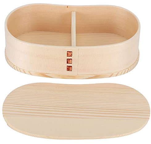 MOBEBI Lunch Container, Bento Box,Japanese Bento Box, Wooden Bento Lunch Box Portable Kawaii Bento Box Wood Lunch Box Containers with Divider for Office Camping(Brown) (Color : Natural)