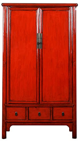 Fine Asianliving Antiker Chinesischer Schrank Rot Hochglanz B103xT49xH194cm China Chinesischer Schrank Chinesischer Hochzeitsschrank Orientalische Möbel Asiatische