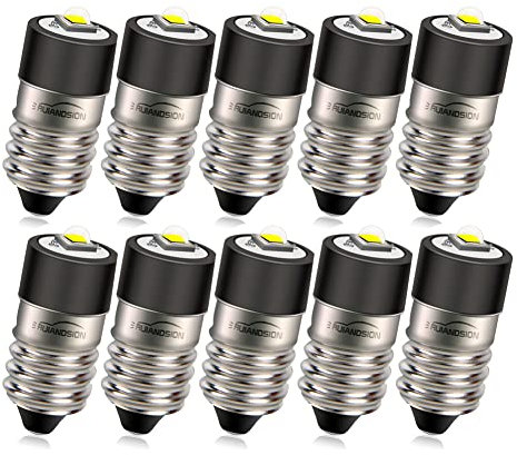 Ruiandsion 10pcs E10 LED Taschenlampe Birnen 1-9V Miniatur Schraube Indikator Glühbirnen Upgrade für Scheinwerfer Taschenlampen Fahrrad Arbeitsleuchten Mikroskop Lampe