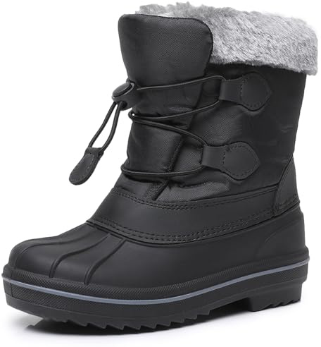 Apakowa Kids Boys Snow Boots Outdoor Slip Resistant Insulated Waterproof Winter Snow Boots (Toddler/Little Kid/Big Kid)