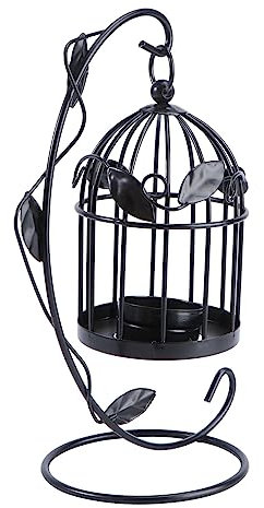 Warmhm Kerzenhalter Schwarz Tischkerzenhalter Kerzenablage Vogelkäfig Kerzenständer Dekorativ Tischdekoration