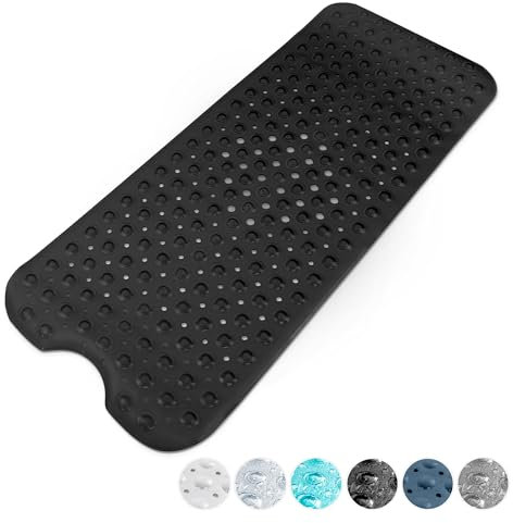 KEPLIN Premium Non-Slip Bath Mat - 200 Suction Cups, BPA, Latex Free, Mildew Resistant, Machine Washable - Safe, Durable & Comfortable for Shower Runner & Bathroom Tubs Extra Long (40x100cm) - Black