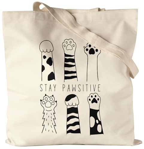 Hey!Print Stay Pawsitive Jutebeutel Katzenliebhaber Geschenkidee Cat Mom Cat Dad