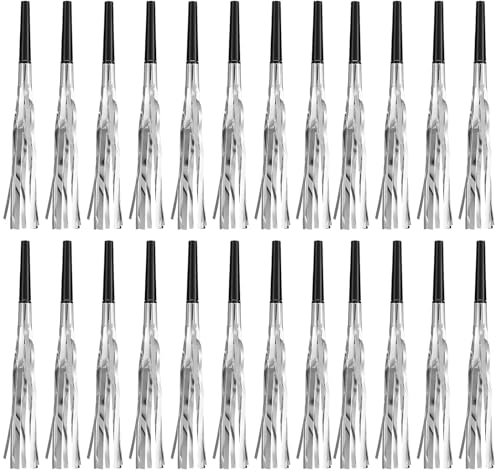24 PCS Silbatos de Soplado de Fiesta,Generadores de Ruido Fiestas con Flecos Plata Artículos,Sopladores de Fiesta para Niños Cumpleaños Baby Shower Navidad Año Nuevo
