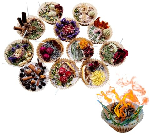 Fire Starter for Outdoor Fireplace - Natural Wax Botanical Fire Burner - Upcycled - Eco-Friendly - Gift for Camper - Fall Gift Idea (set of 12)
