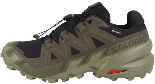 Salomon Men's Speedcross 6 Sneaker, Black/Peat/Deep Lichen Green, 7.5 UK