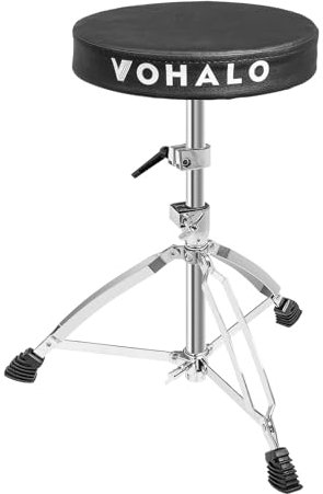 VOHALO Schlagzeughocker Höhenverstellbar Trommelhocker faltbar mit rutschfest gepolsterter Sitzfläche schwarz