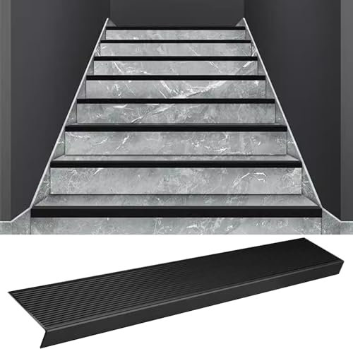 Treppenkantenprofil Antirutsch Treppe Schwarz Metall Treppenkappen Für Holzstufen Und Fliesen, 5er-Pack Vinyl-Stufenkantenleisten Günstige Rutschfeste 72 68 64 60 56 52 50 46 42 38 34 30 Zoll (Color