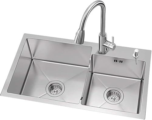 Waschbecken für Badezimmer, Küchenspüle, rechteckiges Doppelwaschbecken mit großem Fassungsvermögen, eingebettetes Unterbaubecken, verschleißfestes, leicht zu reinigendes Waschbecken (Farbe: