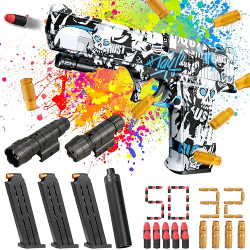 Airsoft Pistole,Schaumstoff Munition,Knallpistole,SchaumstoffPistole,Pistole Wüstenadler Mit Platzpatronen,Geschoss und Zielscheibe für Nerf
