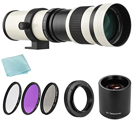 telephoto zoom lens HUIOP Camera MF Super Telephoto Zoom Lens F/8.3-16 420-800mm T Mount + UV/CPL/FLD Filters Set +2X 420-800mm Teleconverter Lens + T2-AI Adapter Ring Replacement for AI Mount D850 D8