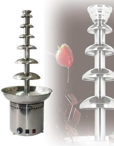 XNZJHPP Fontana di Cioccolato Commerciale a 7 Livelli, Torre elettrica Regolabile per sciogliere Il Cioccolato da 0 a 150 ℃, Macchina per fonduta di Cioccolato da 400 W, capacità di 22 libbre