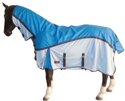 Equitack 600D Regendecke Pferd, 155cm | 0g Regular Fliegendecke Pferd 2-in-1 | wasserdichte Outdoordecke Pferd | BLAU & GRAU 2-in-1 Blau