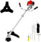52cc Petrol Strimmer Grass Trimmer with 3T Blade, Split Shaft 38cm Cutting Width Powerful Garden Strimmer, 2-stroke Engine, Great Outdoor Garden Strimmer