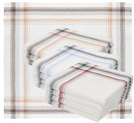 Betz 12 Stück Taschentücher Herrentaschentücher Stofftaschentücher Damen- Männertaschentücher 100% Baumwolle Größe 40x40 cm - Leo 11