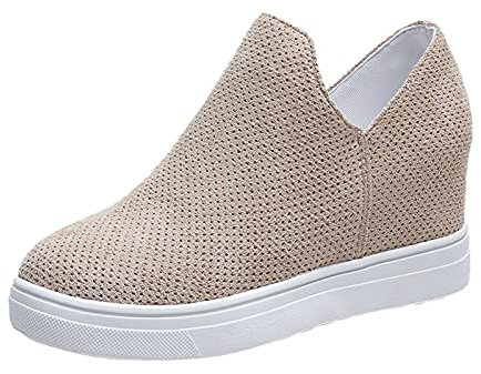 Generisch Zapatos de fitness para mujer, malla para correr, tiempo libre, transpirables, para mujer, gadget, beige, 42 EU
