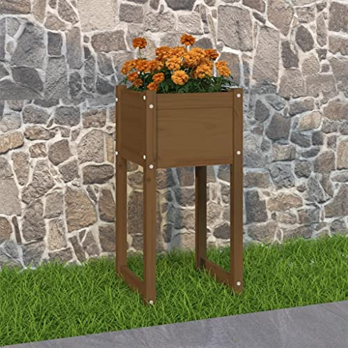 FUDUGEHMIOFWFJJ hochbeet schmal,fertigteich,pflanzkübel rund,Pflanzkübel Honigbraun 40x40x81 cm Massivholz KieferGeeignet für Garten, Terrasse, Schlafzimmer, Wohnzimmer