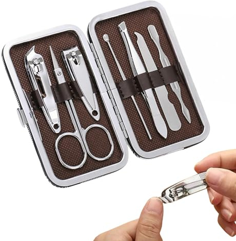 PARENCE.- Lot de 7 Outils Manucure et Pédicure avec Boite de Rangement (11x6