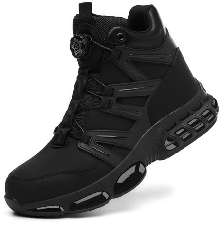 PAQOZKC Botas de Seguridad para Hombre Mujer Botas de Trabajo Punta de Acero Ligeras Comodas Zapatos de Seguridad Deportivos Colchón de aire C21/Negro 41