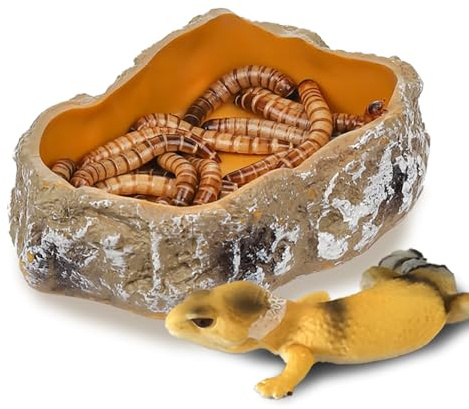 IBWell 4 Inch Reptile Food Dish Escape Proof Reptile Feeding Dish Resin Reptile Water Food Bowl for Bearded Dragon Chameleon Frog Snake Turtle Leopard Gecko