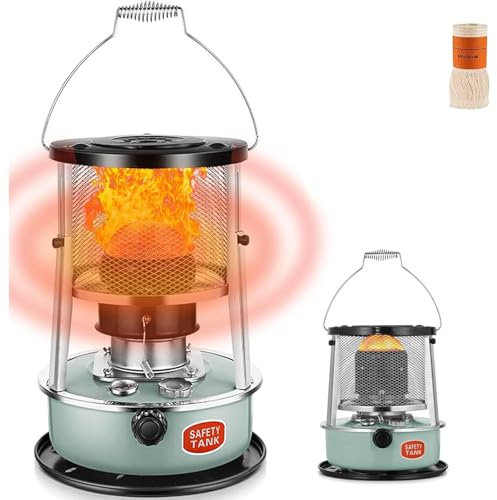 PRMTYUP Petroleumheizung FüR Den Innenbereich, 2-In-1-Petroleumheizung Und -Herd, Kleine, Nicht Elektrische Petroleumheizungen, FüR Terrasse, Outdoor, Camping, Heizung, Kochen,Grün