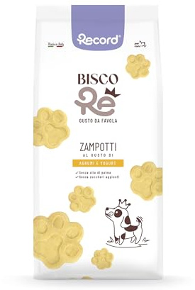 Record - BiscoRe Biscuits pour Chiens Agrumes et Yaourt, Format de 1 kg. Snacks Croustillants et Naturels, cuits au Four, sans conservateurs ni Huile de Palme, légers, Digérables et Savoureux