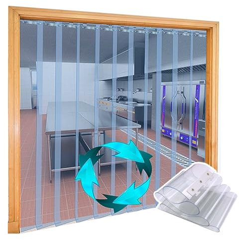 SYFXZZDS PVC Lamellenvorhang Stall Streifenvorhang Transparenter Streifenvorhang Aus Kunststoff, Stallvorhang PVC Lamellenvorhang für Kommerziell Lagerhaus Garage Tor Räume(195x210cm/76.77x82.68in)