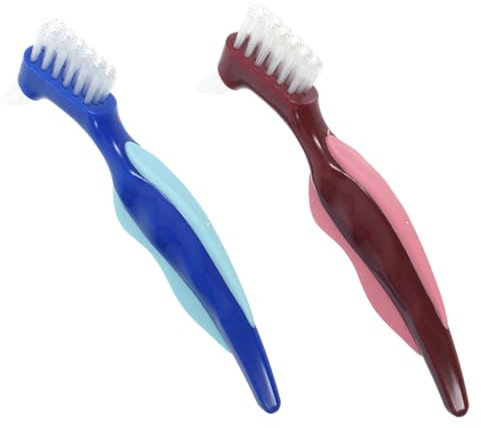 Baluue 2pièces Brosse Pour Prothèses Dentaires Double Face Lot De Brosses à Dents Accessoire De Nettoyage Pour Appareils Orthodontiques Et Prothèses Dentaires