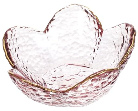 TINEASUR Cherry Blossom Plate Small Decorative Tray Glass Trinket Bowl Cute Candy Dish Jewelry Holder for Office Desk Bathroom Accessories