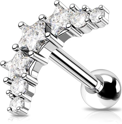 OUFER 16G Stern Conch Piercing Ring Chirurgenstahl 316L Knorpel Ohrpiercing Helix Piercing Schmuck 8 mm Helix Piercing Klar CZ Conch Piercing Ring für Frauen