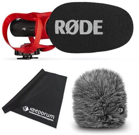 Rode Videomic Go II Helix Caméra directionnelle USB avec protection contre le vent WS12 et chiffon Keepdrum