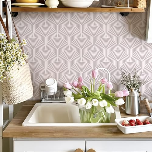 Alwayspon Rosa självhäftande vinylgolv och väggplattklistermärken, 25 st 20 cm/8 tum, skala av och fäst på kakel, överföringsvinylgolv, vattentätt, sprutskydd för kök och badrum