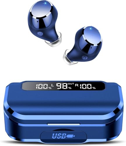 Écouteurs intra-auriculaires sans fil Bluetooth 5.3 avec 4 micro ENC à réduction du bruit 2025, autonomie de 128 heures, affichage LED, étanchéité IP7, contrôle tactile