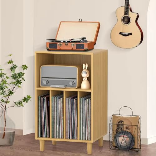 WNYAILLL Mobile Stereo Hi Fi Rack HiFi, Mobile Giradischi e Porta vinili, Rack Audio Mobiletto portaoggetti, per Giradischi Ripiano angolare per Home Theater(Yellow)