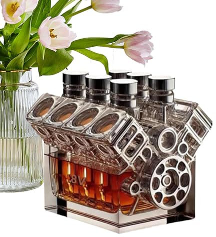 Caraffa da whisky con motori vintage V8, dispenser per bottiglie di whisky, caraffa alcolica, decorazione tavola del vino, gadget bar, accessori per tequila, bourbon, brandy, accessori per feste per